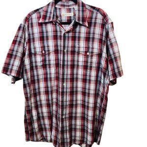 Roper Men's Button Down Shirt Plaid Western Red Blue Size Large